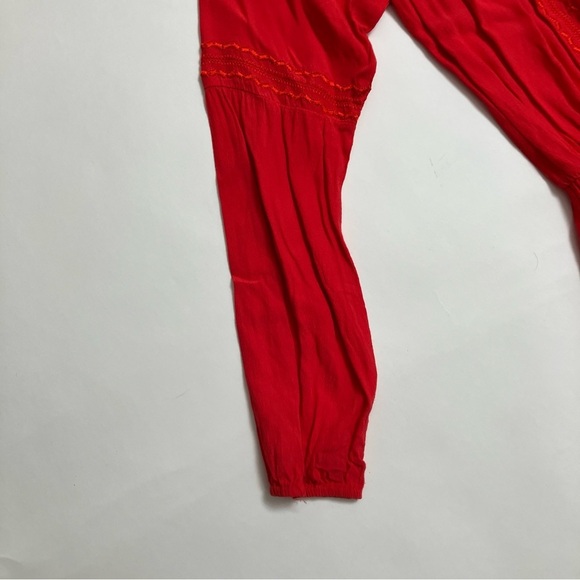 ANTHRO SUNDAY IN BROOKLYN neon salmon linen style dress - Picture 2 of 7